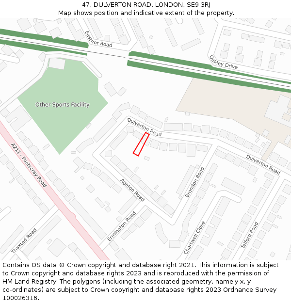 47, DULVERTON ROAD, LONDON, SE9 3RJ: Location map and indicative extent of plot