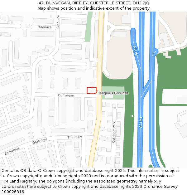 47, DUNVEGAN, BIRTLEY, CHESTER LE STREET, DH3 2JQ: Location map and indicative extent of plot