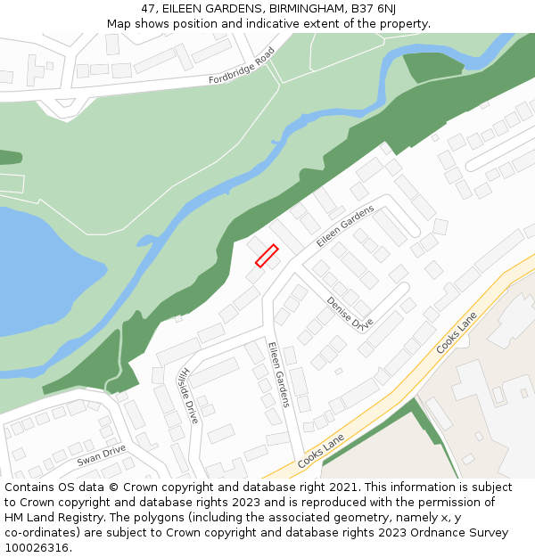 47, EILEEN GARDENS, BIRMINGHAM, B37 6NJ: Location map and indicative extent of plot