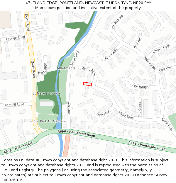 47, ELAND EDGE, PONTELAND, NEWCASTLE UPON TYNE, NE20 9AY: Location map and indicative extent of plot