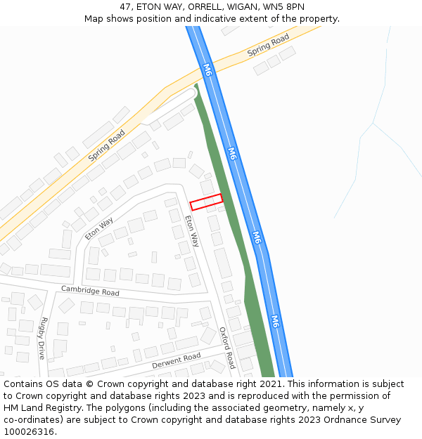 47, ETON WAY, ORRELL, WIGAN, WN5 8PN: Location map and indicative extent of plot