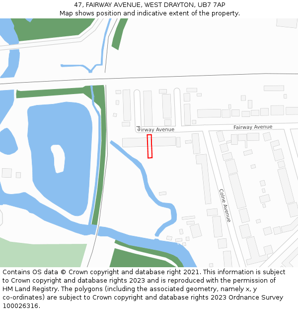 47, FAIRWAY AVENUE, WEST DRAYTON, UB7 7AP: Location map and indicative extent of plot