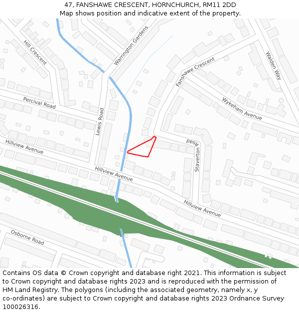 47, FANSHAWE CRESCENT, HORNCHURCH, RM11 2DD: Location map and indicative extent of plot