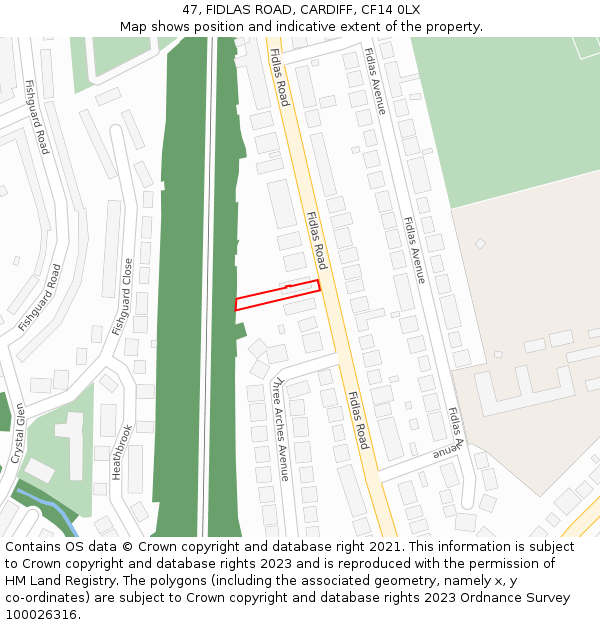 47, FIDLAS ROAD, CARDIFF, CF14 0LX: Location map and indicative extent of plot