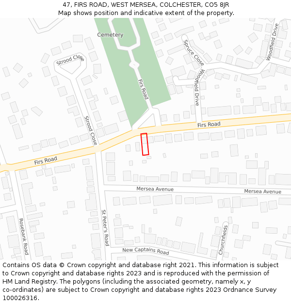 47, FIRS ROAD, WEST MERSEA, COLCHESTER, CO5 8JR: Location map and indicative extent of plot