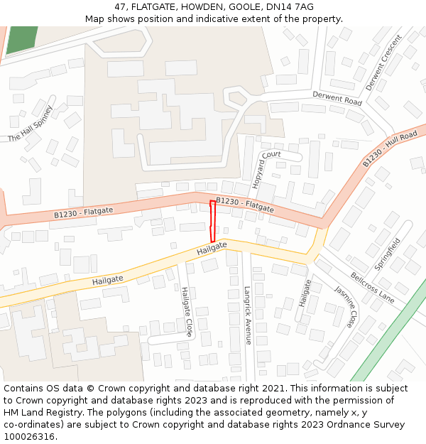 47, FLATGATE, HOWDEN, GOOLE, DN14 7AG: Location map and indicative extent of plot