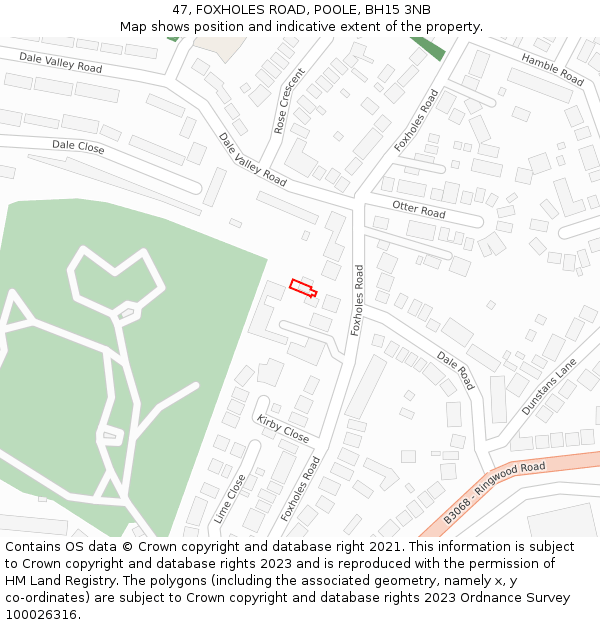 47, FOXHOLES ROAD, POOLE, BH15 3NB: Location map and indicative extent of plot