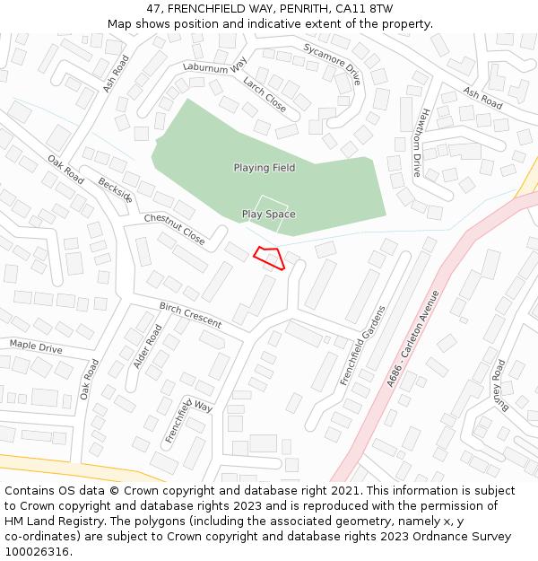 47, FRENCHFIELD WAY, PENRITH, CA11 8TW: Location map and indicative extent of plot
