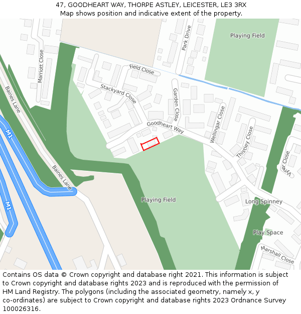 47, GOODHEART WAY, THORPE ASTLEY, LEICESTER, LE3 3RX: Location map and indicative extent of plot