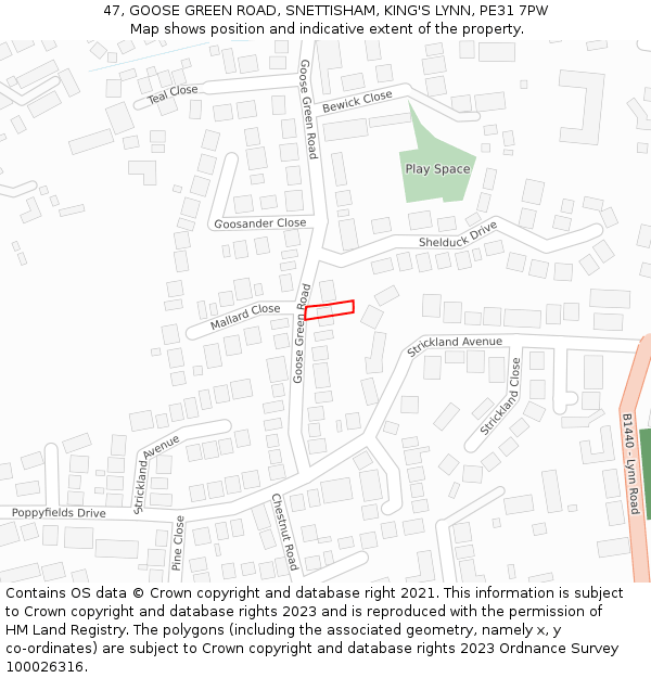 47, GOOSE GREEN ROAD, SNETTISHAM, KING'S LYNN, PE31 7PW: Location map and indicative extent of plot