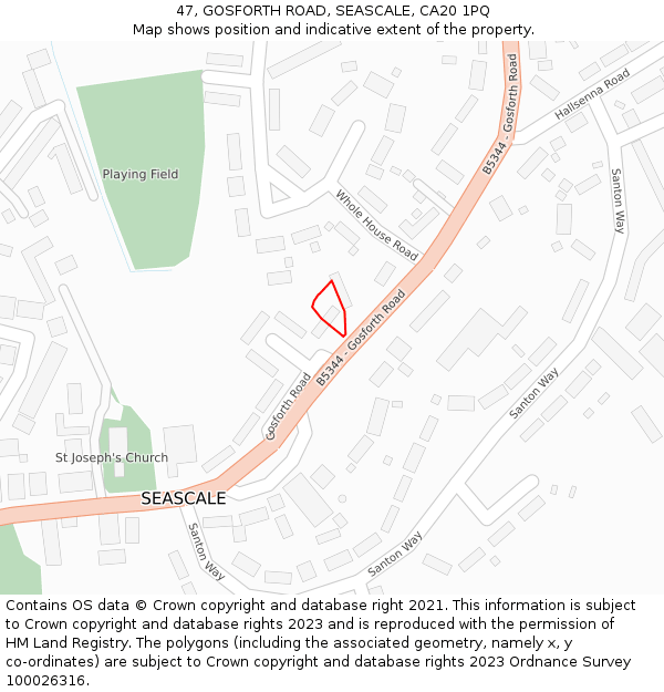 47, GOSFORTH ROAD, SEASCALE, CA20 1PQ: Location map and indicative extent of plot