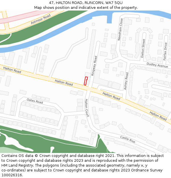 47, HALTON ROAD, RUNCORN, WA7 5QU: Location map and indicative extent of plot