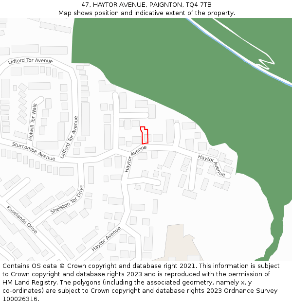 47, HAYTOR AVENUE, PAIGNTON, TQ4 7TB: Location map and indicative extent of plot