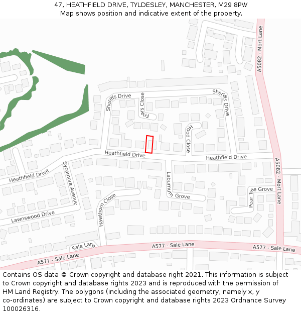 47, HEATHFIELD DRIVE, TYLDESLEY, MANCHESTER, M29 8PW: Location map and indicative extent of plot