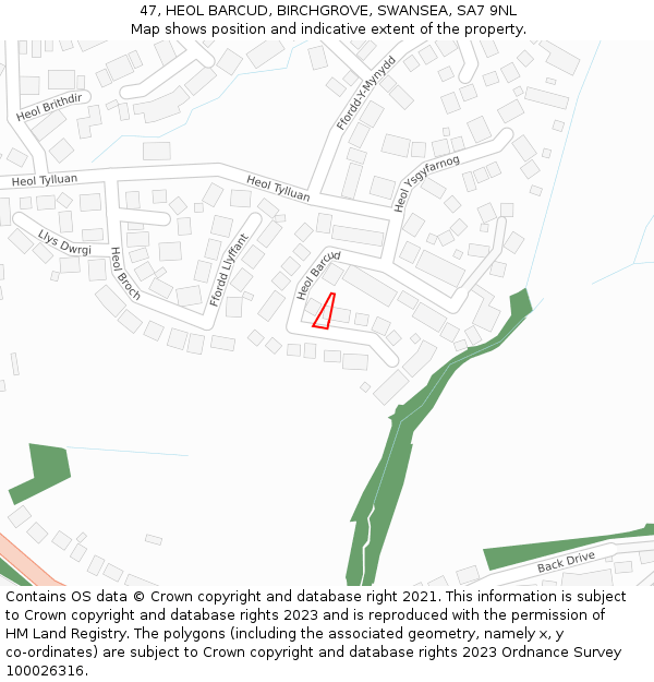 47, HEOL BARCUD, BIRCHGROVE, SWANSEA, SA7 9NL: Location map and indicative extent of plot