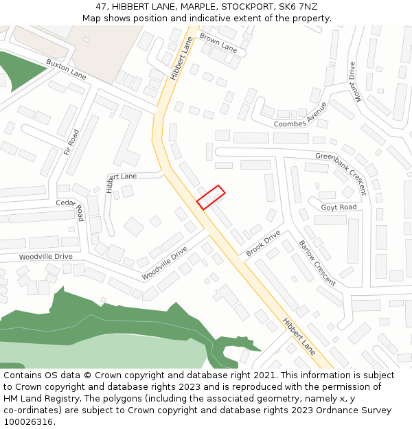 47, HIBBERT LANE, MARPLE, STOCKPORT, SK6 7NZ: Location map and indicative extent of plot