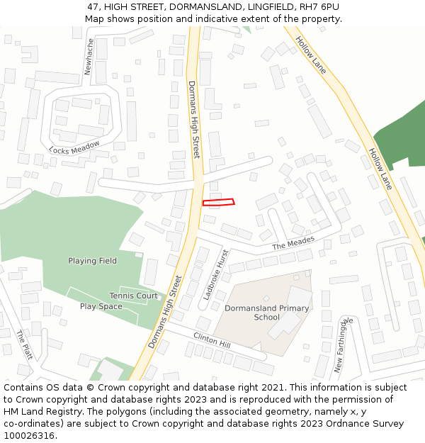 47, HIGH STREET, DORMANSLAND, LINGFIELD, RH7 6PU: Location map and indicative extent of plot