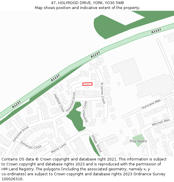 47, HOLYROOD DRIVE, YORK, YO30 5WB: Location map and indicative extent of plot