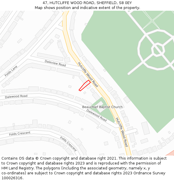 47, HUTCLIFFE WOOD ROAD, SHEFFIELD, S8 0EY: Location map and indicative extent of plot