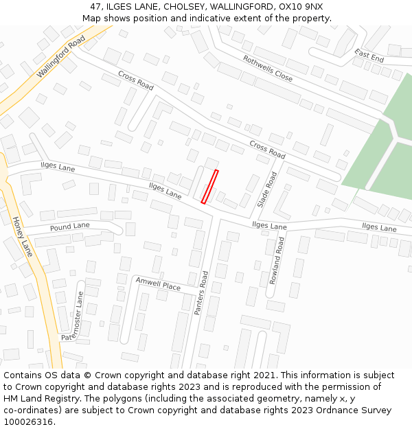 47, ILGES LANE, CHOLSEY, WALLINGFORD, OX10 9NX: Location map and indicative extent of plot