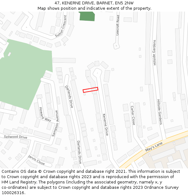 47, KENERNE DRIVE, BARNET, EN5 2NW: Location map and indicative extent of plot