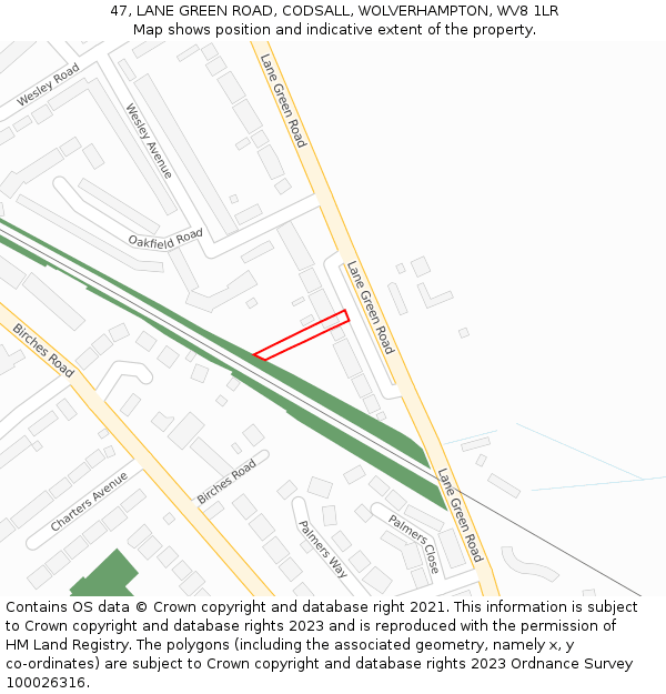 47, LANE GREEN ROAD, CODSALL, WOLVERHAMPTON, WV8 1LR: Location map and indicative extent of plot