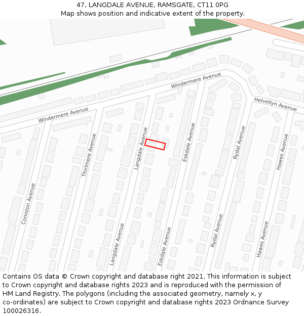 47, LANGDALE AVENUE, RAMSGATE, CT11 0PG: Location map and indicative extent of plot