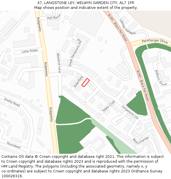 47, LANGSTONE LEY, WELWYN GARDEN CITY, AL7 1FR: Location map and indicative extent of plot