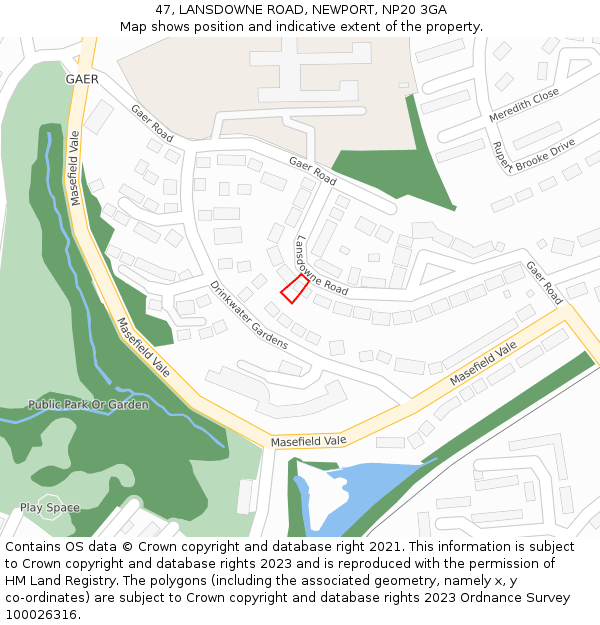 47, LANSDOWNE ROAD, NEWPORT, NP20 3GA: Location map and indicative extent of plot