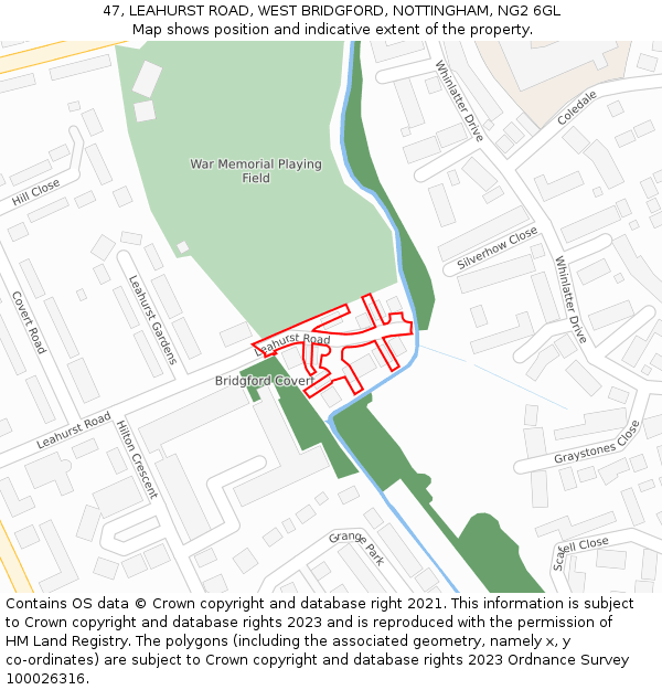 47, LEAHURST ROAD, WEST BRIDGFORD, NOTTINGHAM, NG2 6GL: Location map and indicative extent of plot