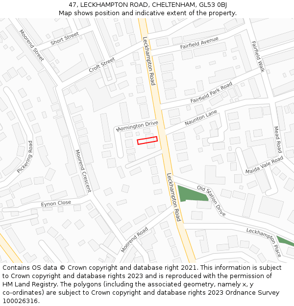 47, LECKHAMPTON ROAD, CHELTENHAM, GL53 0BJ: Location map and indicative extent of plot