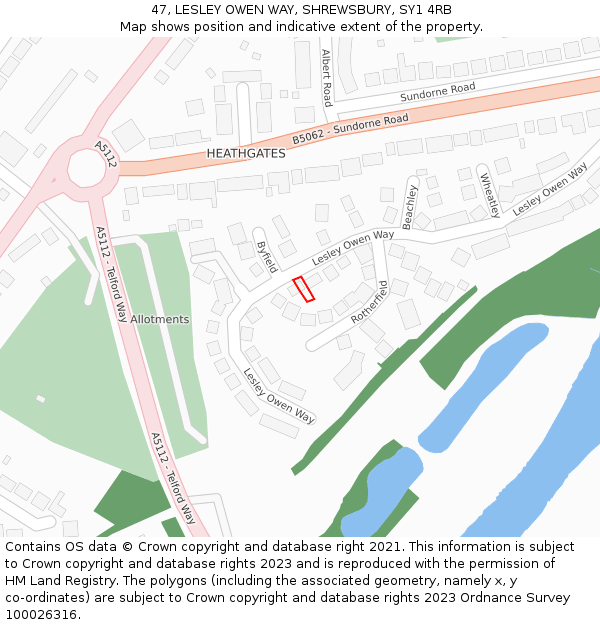 47, LESLEY OWEN WAY, SHREWSBURY, SY1 4RB: Location map and indicative extent of plot