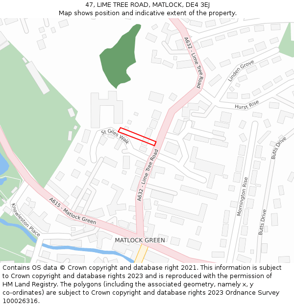 47, LIME TREE ROAD, MATLOCK, DE4 3EJ: Location map and indicative extent of plot