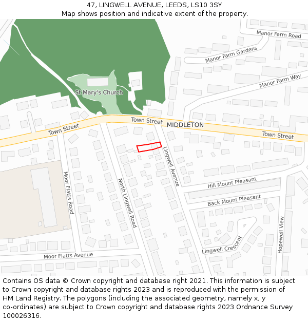 47, LINGWELL AVENUE, LEEDS, LS10 3SY: Location map and indicative extent of plot