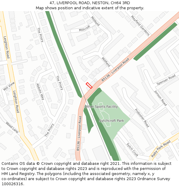 47, LIVERPOOL ROAD, NESTON, CH64 3RD: Location map and indicative extent of plot