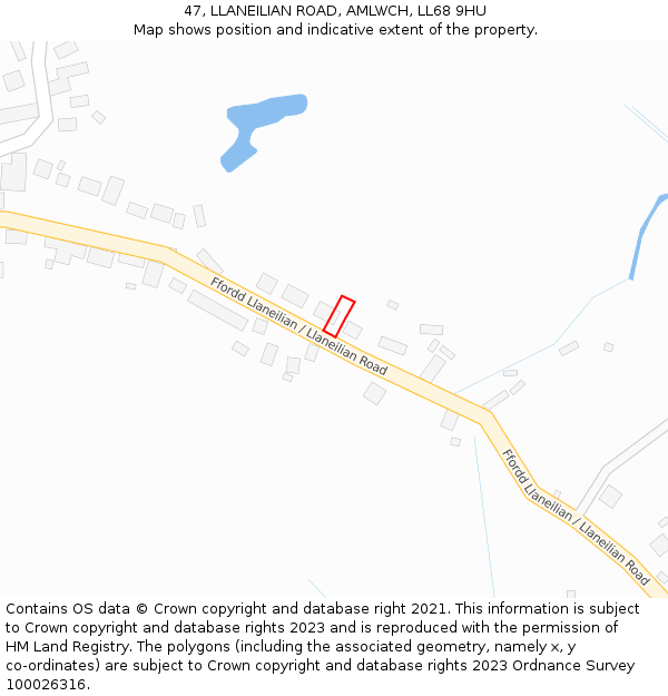 47, LLANEILIAN ROAD, AMLWCH, LL68 9HU: Location map and indicative extent of plot