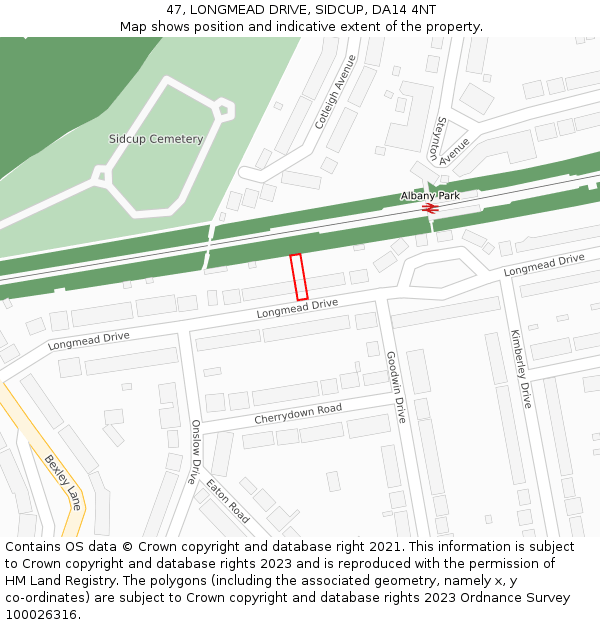 47, LONGMEAD DRIVE, SIDCUP, DA14 4NT: Location map and indicative extent of plot