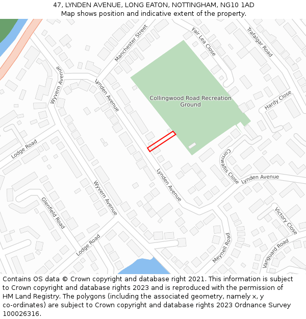 47, LYNDEN AVENUE, LONG EATON, NOTTINGHAM, NG10 1AD: Location map and indicative extent of plot