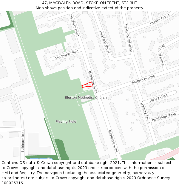 47, MAGDALEN ROAD, STOKE-ON-TRENT, ST3 3HT: Location map and indicative extent of plot