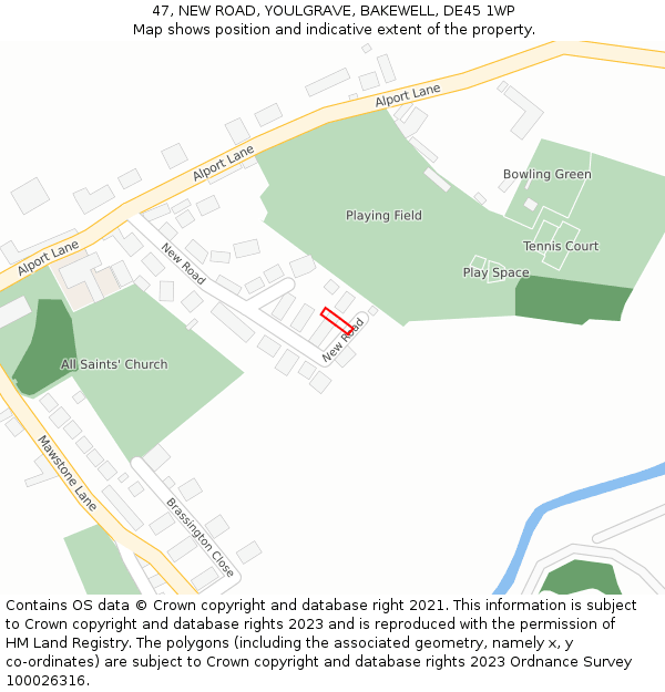 47, NEW ROAD, YOULGRAVE, BAKEWELL, DE45 1WP: Location map and indicative extent of plot