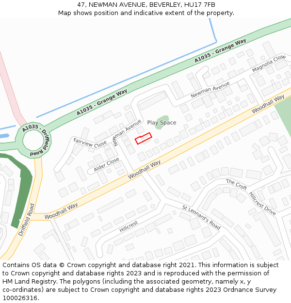 47, NEWMAN AVENUE, BEVERLEY, HU17 7FB: Location map and indicative extent of plot