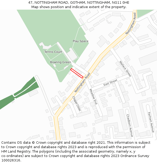 47, NOTTINGHAM ROAD, GOTHAM, NOTTINGHAM, NG11 0HE: Location map and indicative extent of plot