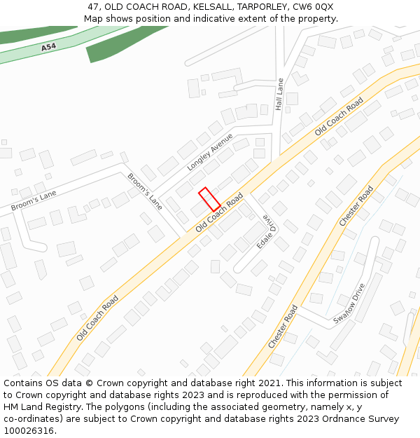 47, OLD COACH ROAD, KELSALL, TARPORLEY, CW6 0QX: Location map and indicative extent of plot