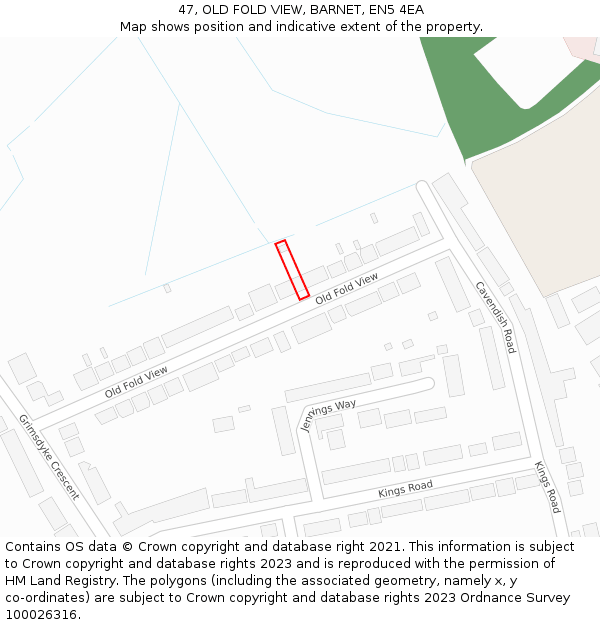 47, OLD FOLD VIEW, BARNET, EN5 4EA: Location map and indicative extent of plot