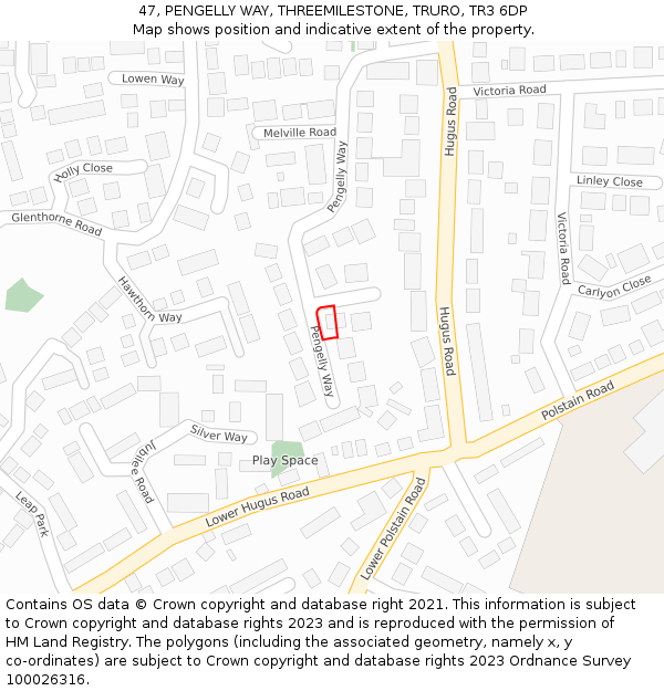 47, PENGELLY WAY, THREEMILESTONE, TRURO, TR3 6DP: Location map and indicative extent of plot