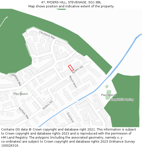 47, RYDERS HILL, STEVENAGE, SG1 6BL: Location map and indicative extent of plot