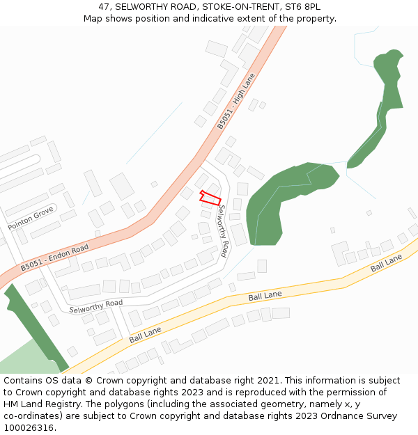 47, SELWORTHY ROAD, STOKE-ON-TRENT, ST6 8PL: Location map and indicative extent of plot