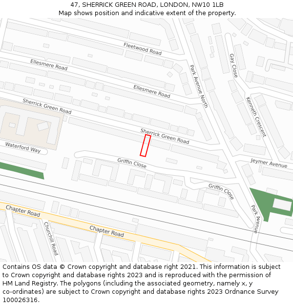 47, SHERRICK GREEN ROAD, LONDON, NW10 1LB: Location map and indicative extent of plot