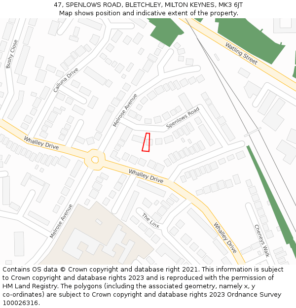 47, SPENLOWS ROAD, BLETCHLEY, MILTON KEYNES, MK3 6JT: Location map and indicative extent of plot