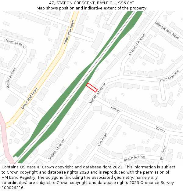 47, STATION CRESCENT, RAYLEIGH, SS6 8AT: Location map and indicative extent of plot